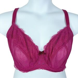 Panache Ava / Ana Plunge Bra sz 34H (UK) / 34K (US) * Magenta Pink Lace